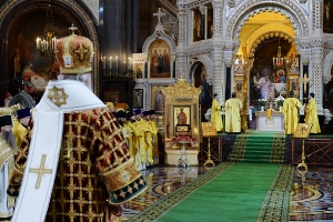 Божественная литургия в кафедральном соборном Храме Христа Спасителя г. Москвы